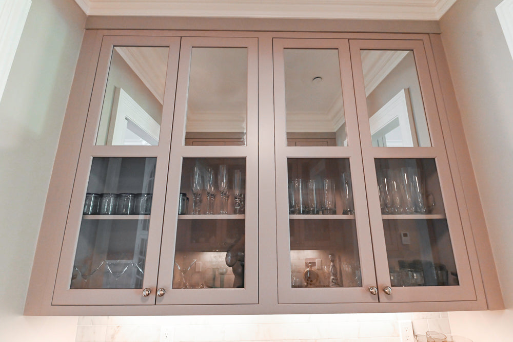 Plain & Fancy Repose Gray Transitional Butler's Pantry with Ice Maker & Wine Cooler