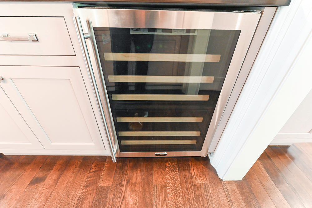 Plain & Fancy Repose Gray Transitional Butler's Pantry with Ice Maker & Wine Cooler