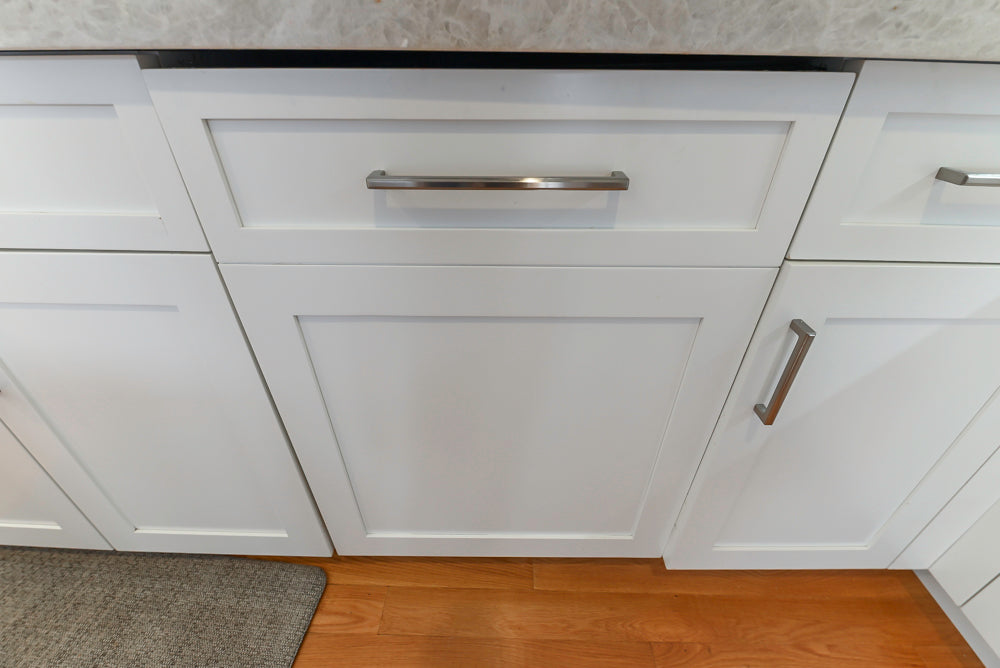Cuiffo Cabinetry Transitional White Kitchen with Island & JennAir Appliances