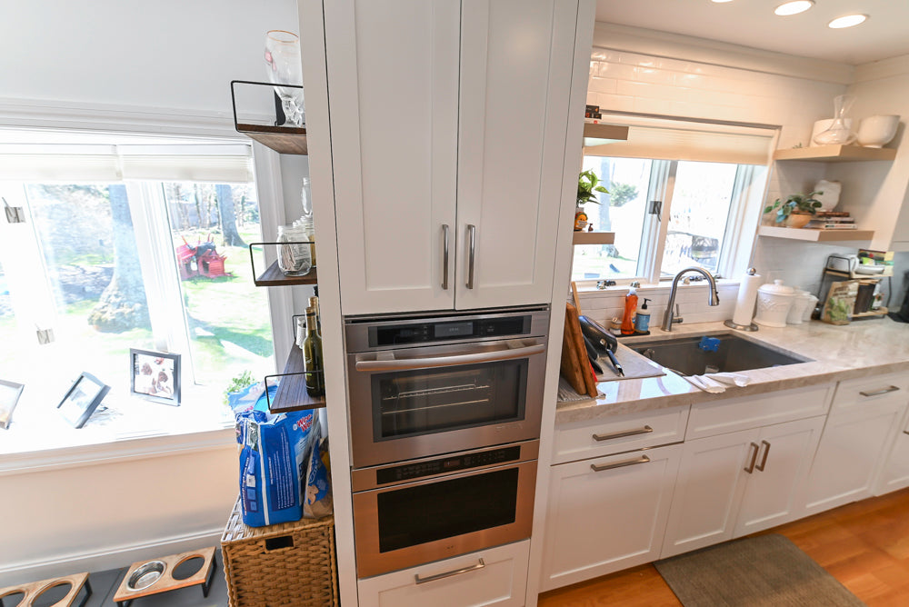 Cuiffo Cabinetry Transitional White Kitchen with Island & JennAir Appliances