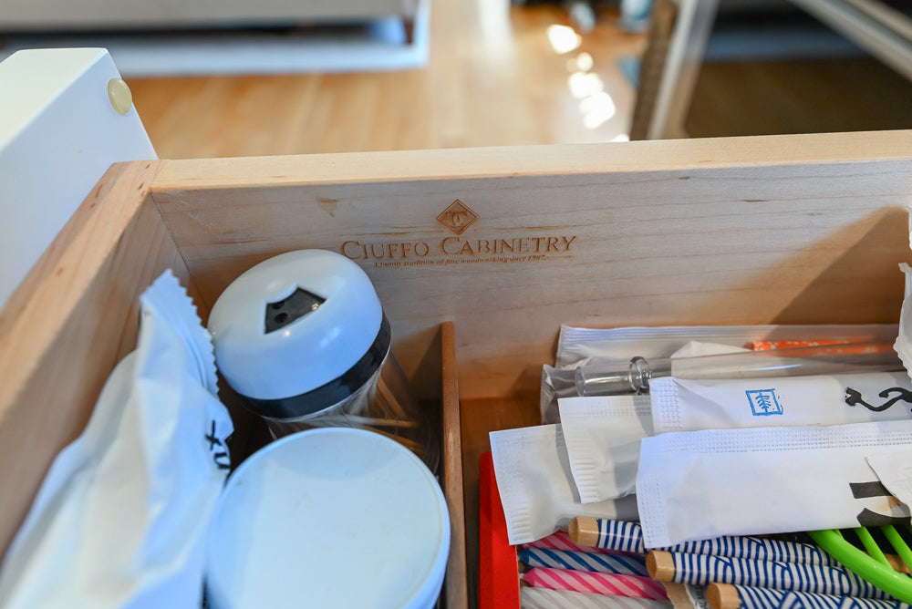 Cuiffo Cabinetry Transitional White Kitchen with Island & JennAir Appliances