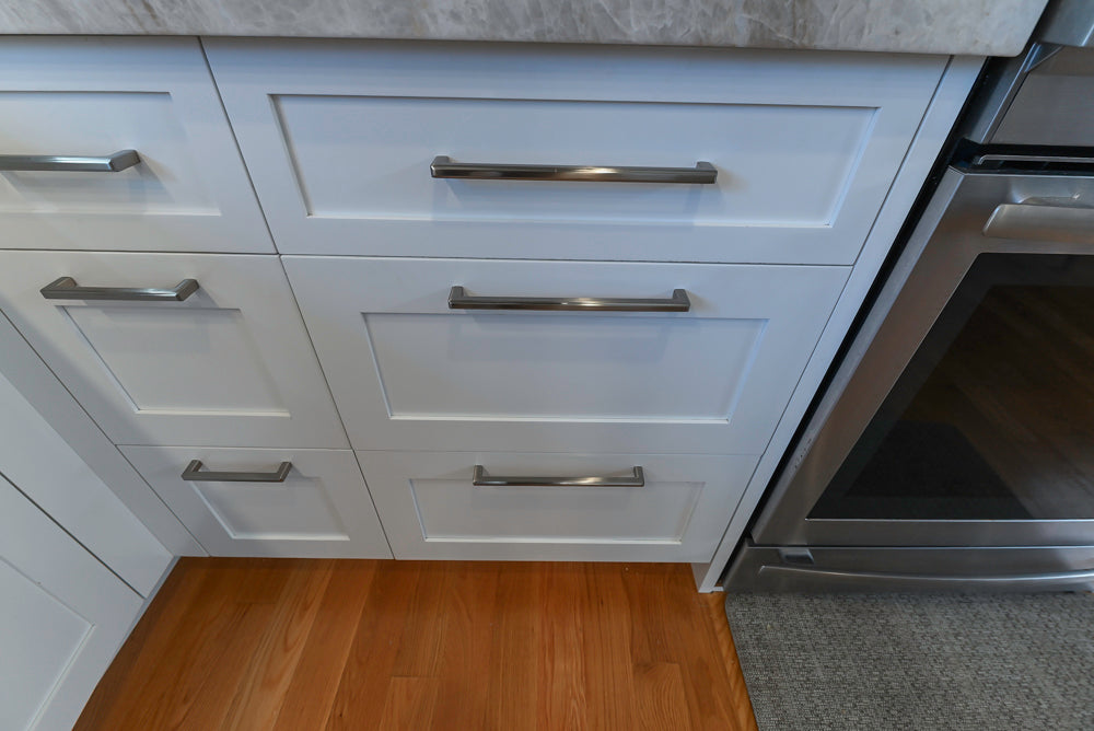 Cuiffo Cabinetry Transitional White Kitchen with Island & JennAir Appliances