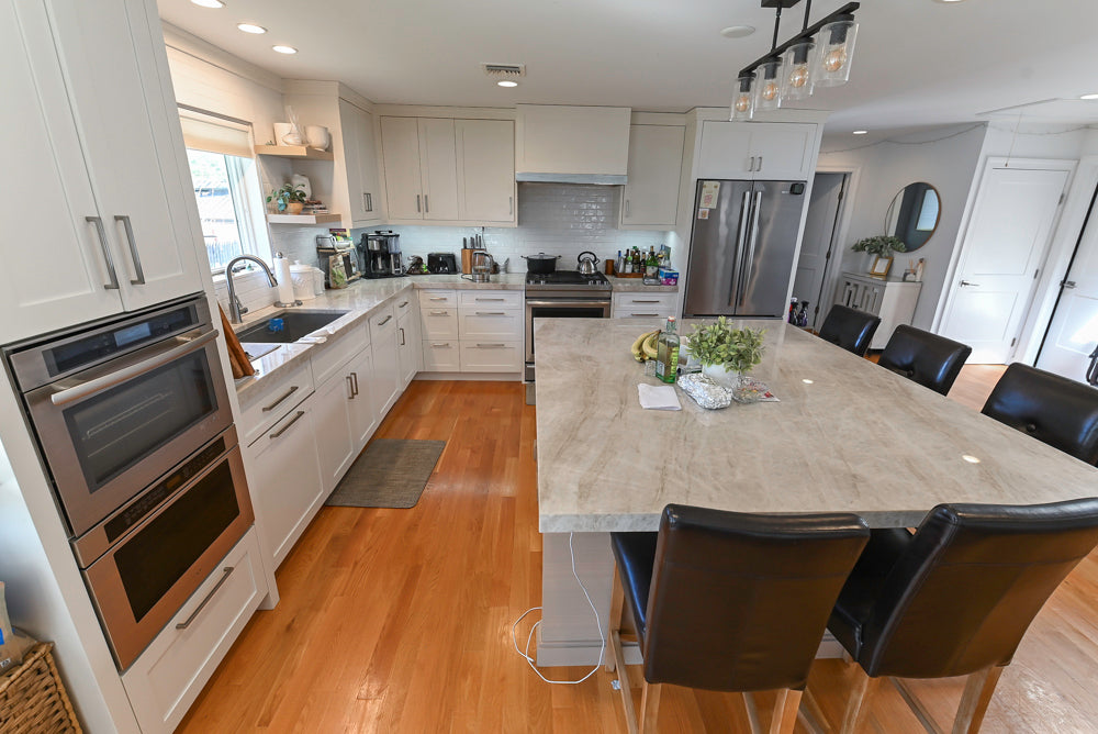 Cuiffo Cabinetry Transitional White Kitchen with Island & JennAir Appliances