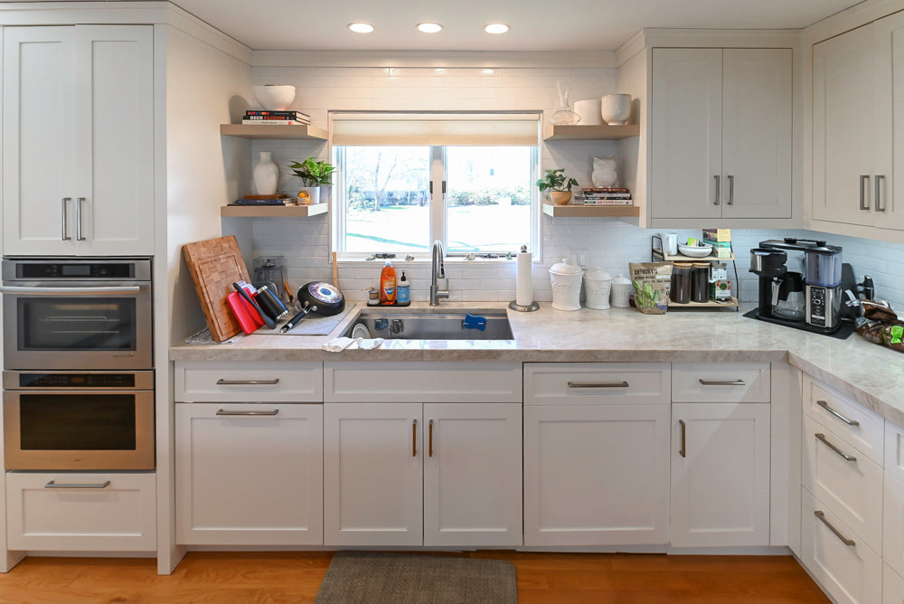 Cuiffo Cabinetry Transitional White Kitchen with Island & JennAir Appliances