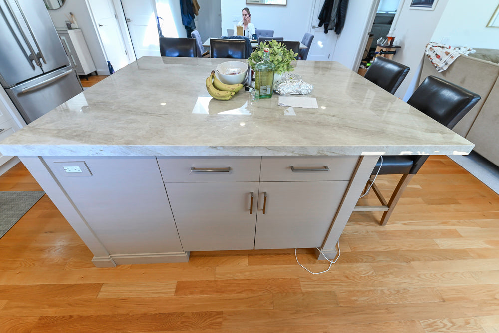 Cuiffo Cabinetry Transitional White Kitchen with Island & JennAir Appliances
