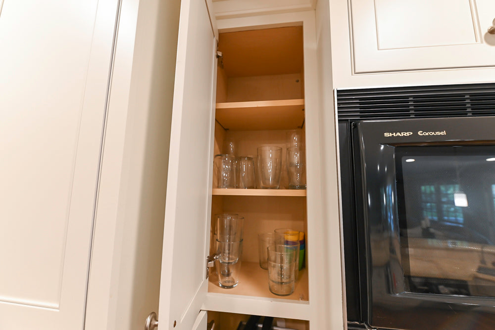 Plain & Fancy White Kitchen with Side Pantry & Appliances