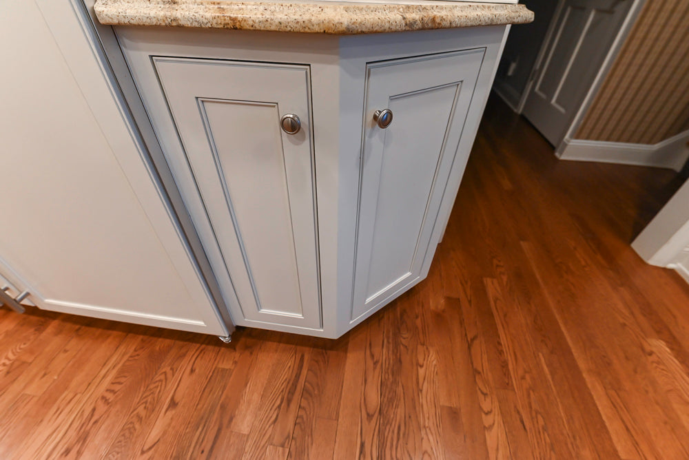 Plain & Fancy White Kitchen with Side Pantry & Appliances