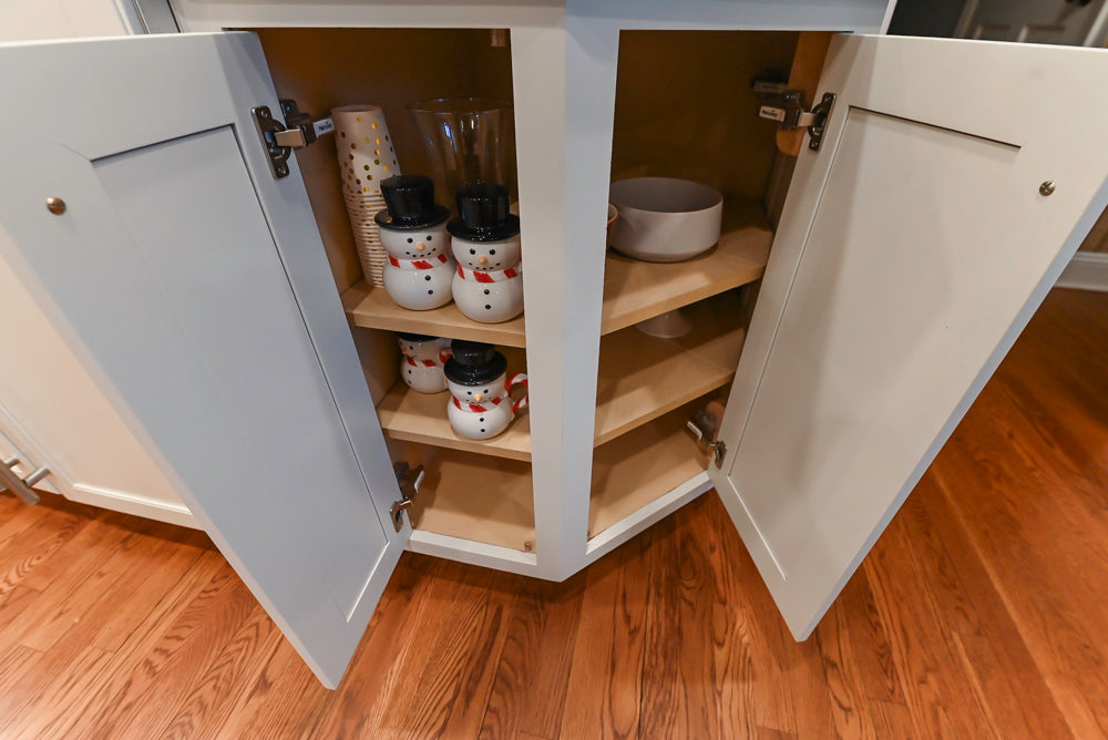 Plain & Fancy White Kitchen with Side Pantry & Appliances