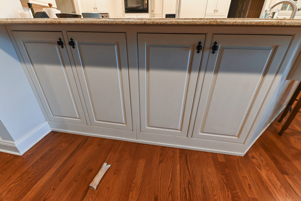 Plain & Fancy White Kitchen with Side Pantry & Appliances