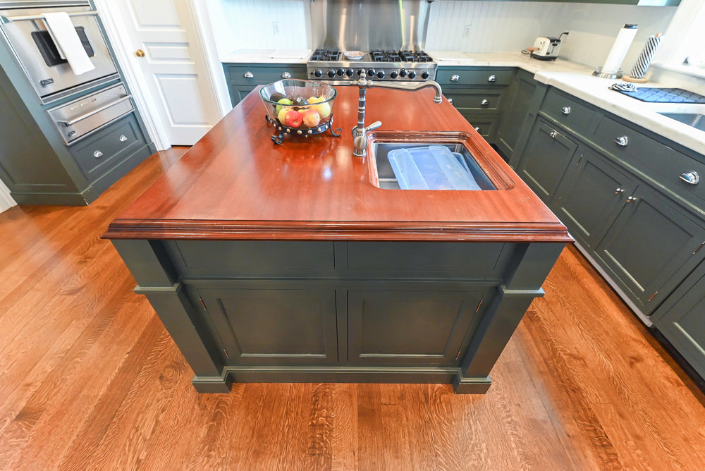 Rutt Transitional Sage Green Kitchen with Island, Viking & Sub-Zero Appliances