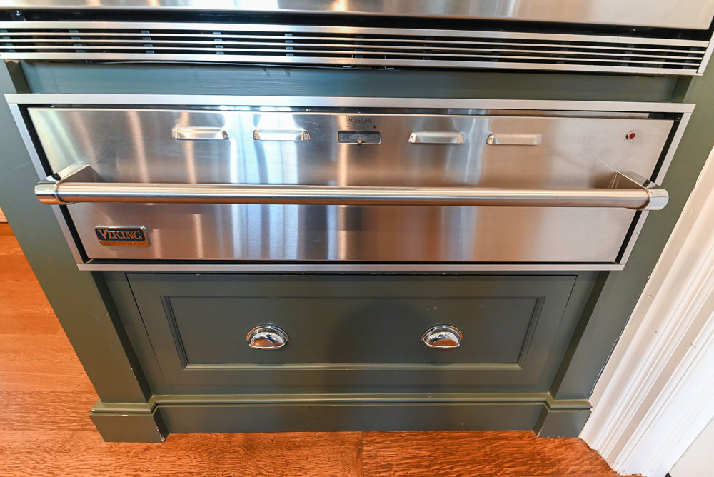 Rutt Transitional Sage Green Kitchen with Island, Viking & Sub-Zero Appliances