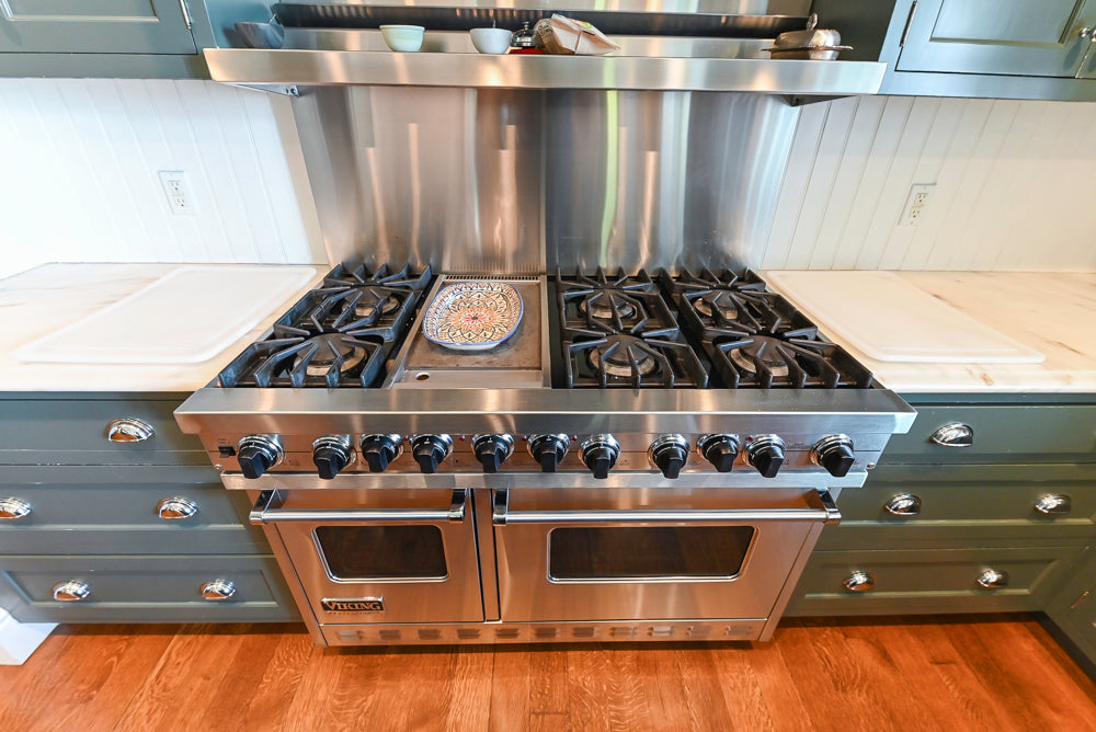 Rutt Transitional Sage Green Kitchen with Island, Viking & Sub-Zero Appliances