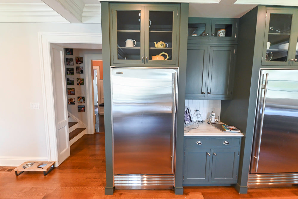 Rutt Transitional Sage Green Kitchen with Island, Viking & Sub-Zero Appliances