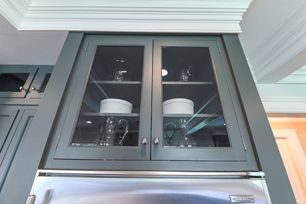 Rutt Transitional Sage Green Kitchen with Island, Viking & Sub-Zero Appliances