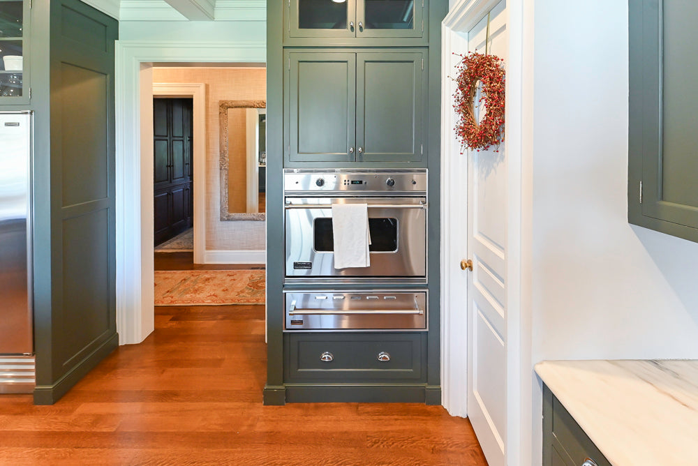Rutt Transitional Sage Green Kitchen with Island, Viking & Sub-Zero Appliances
