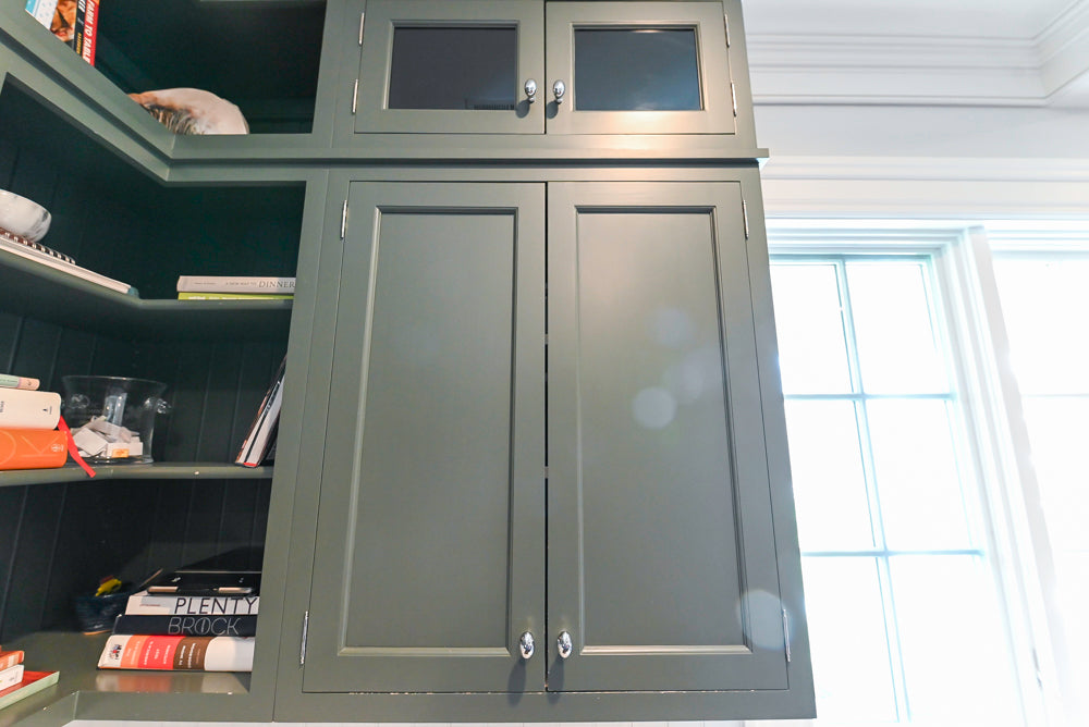 Rutt Transitional Sage Green Kitchen with Island, Viking & Sub-Zero Appliances