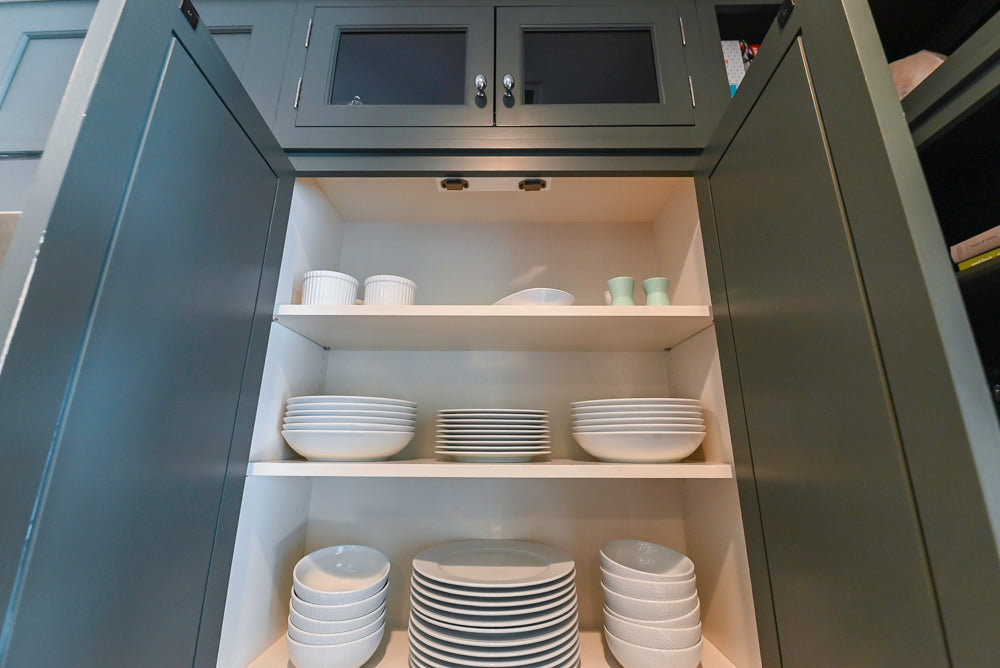 Rutt Transitional Sage Green Kitchen with Island, Viking & Sub-Zero Appliances