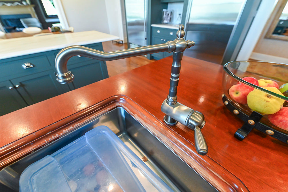 Rutt Transitional Sage Green Kitchen with Island, Viking & Sub-Zero Appliances