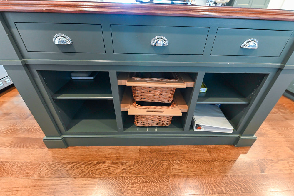 Rutt Transitional Sage Green Kitchen with Island, Viking & Sub-Zero Appliances