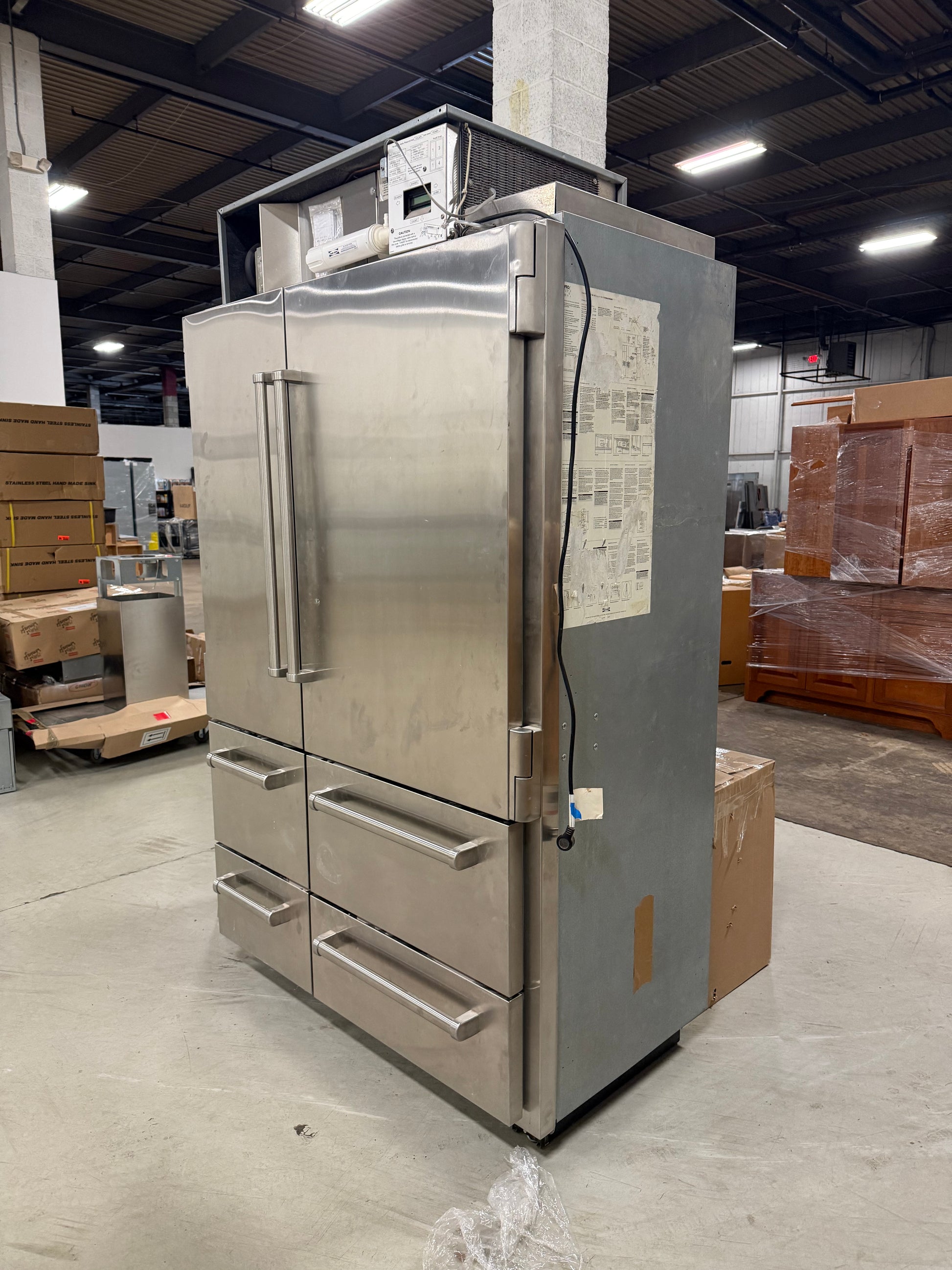 Sub Zero PRO 48 built in commercial style side by side refrigerator with solid stainless steel doors 648PRO