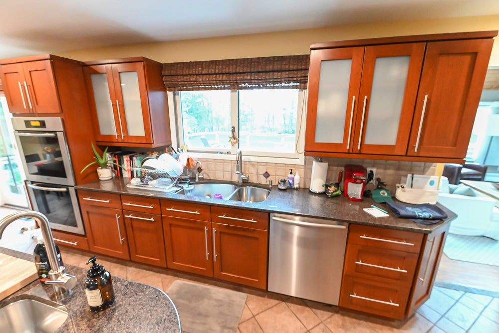 Plain & Fancy Transitional Classic Wooden Kitchen with Island and Sub-Zero 48" Refrigerator