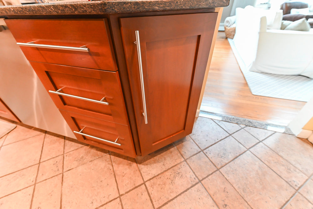 Plain & Fancy Transitional Classic Wooden Kitchen with Island and Sub-Zero 48" Refrigerator