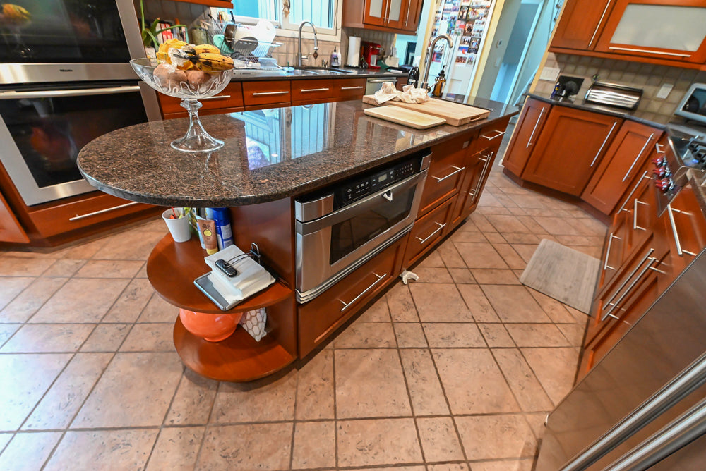 Plain & Fancy Transitional Classic Wooden Kitchen with Island and Sub-Zero 48" Refrigerator