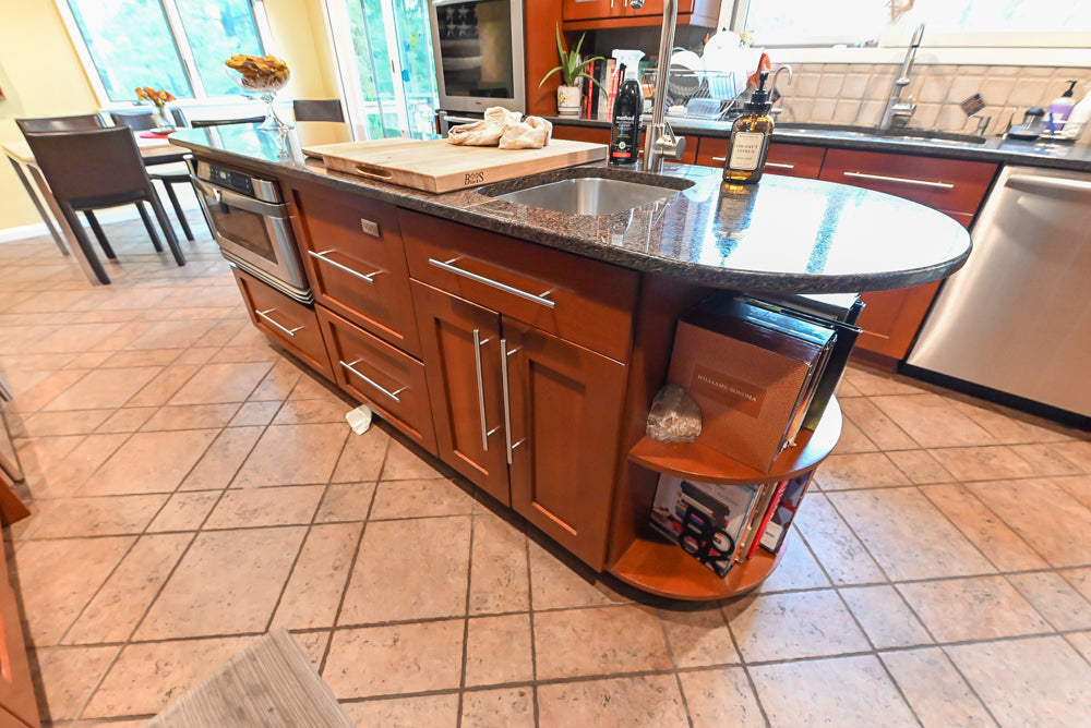 Plain & Fancy Transitional Classic Wooden Kitchen with Island and Sub-Zero 48" Refrigerator
