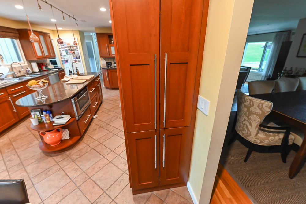 Plain & Fancy Transitional Classic Wooden Kitchen with Island and Sub-Zero 48" Refrigerator
