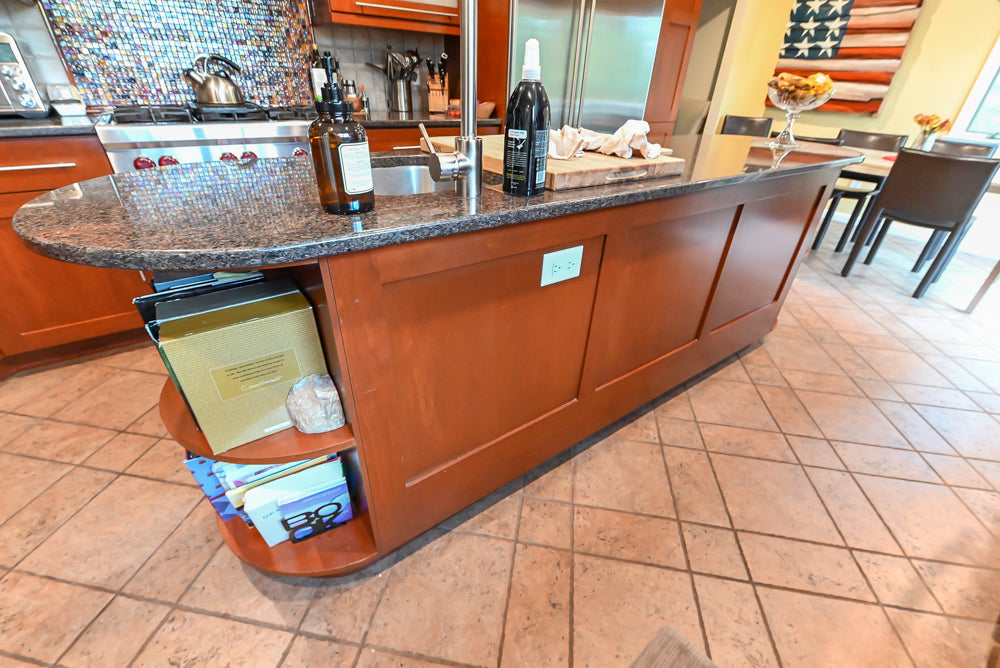 Plain & Fancy Transitional Classic Wooden Kitchen with Island and Sub-Zero 48" Refrigerator