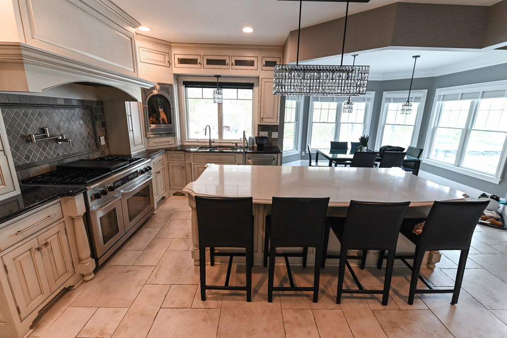 “The Abernathy” Grand Off White Kitchen with Island and Appliances