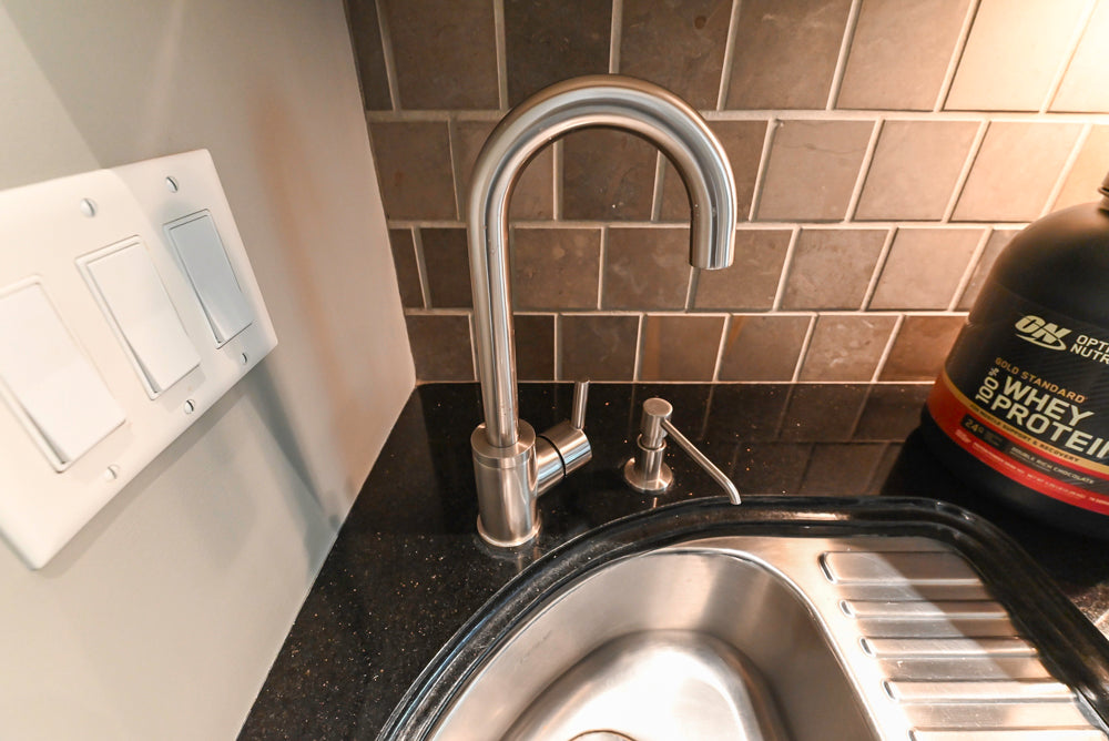 “The Abernathy” Grand Off White Wet Bar with Beverage Cooler, Sink & Faucet
