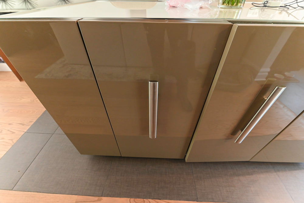 Rossana Modern Glossy Mexican Sand Kitchen with Island & Appliances
