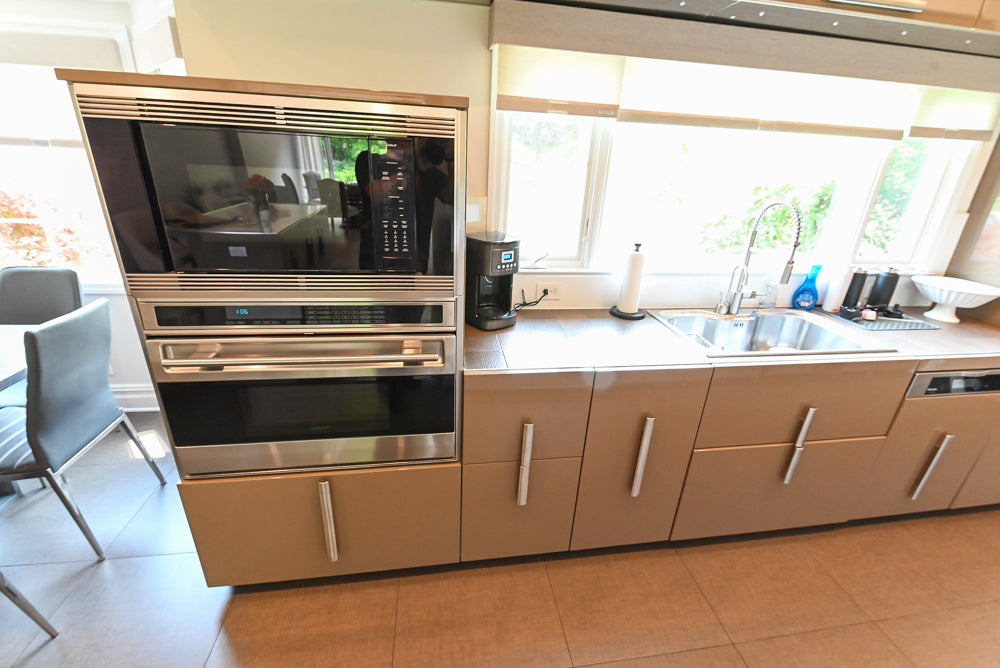 Rossana Modern Glossy Mexican Sand Kitchen with Island & Appliances