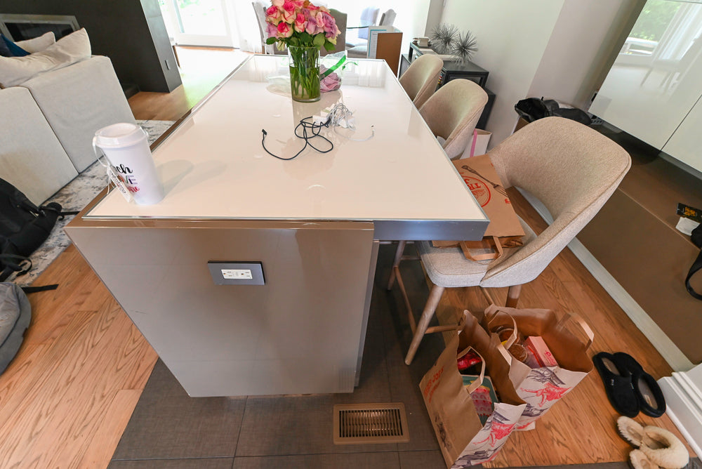 Rossana Modern Glossy Mexican Sand Kitchen with Island & Appliances