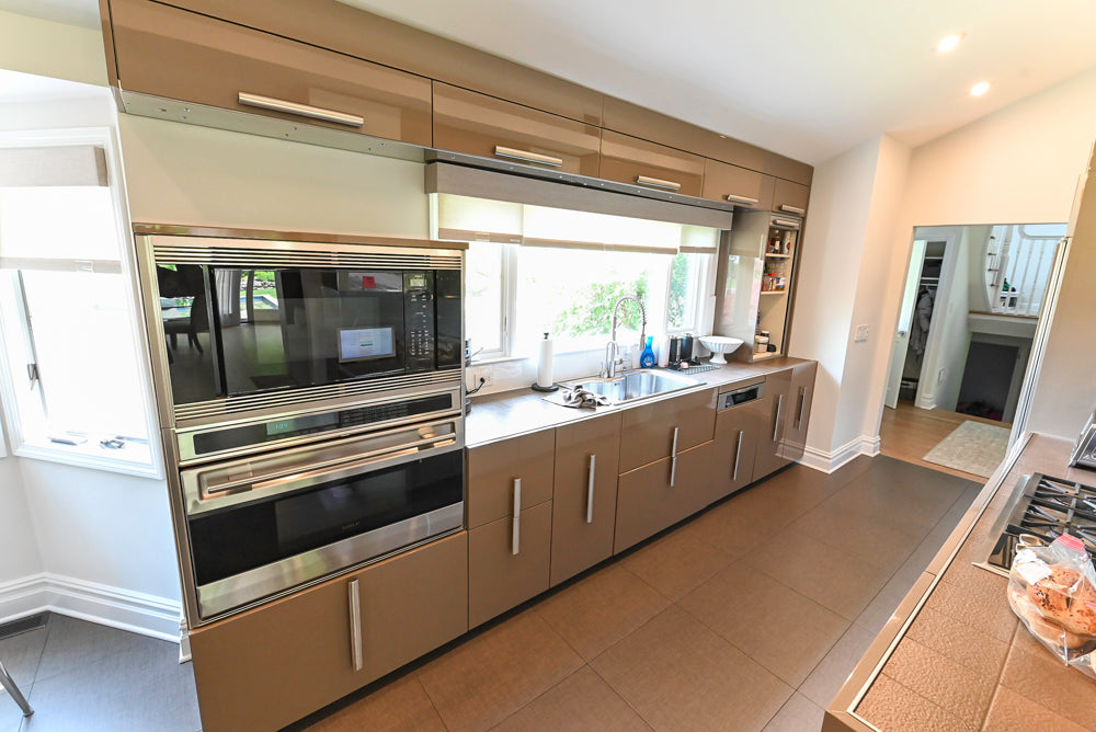 Rossana Modern Glossy Mexican Sand Kitchen with Island & Appliances