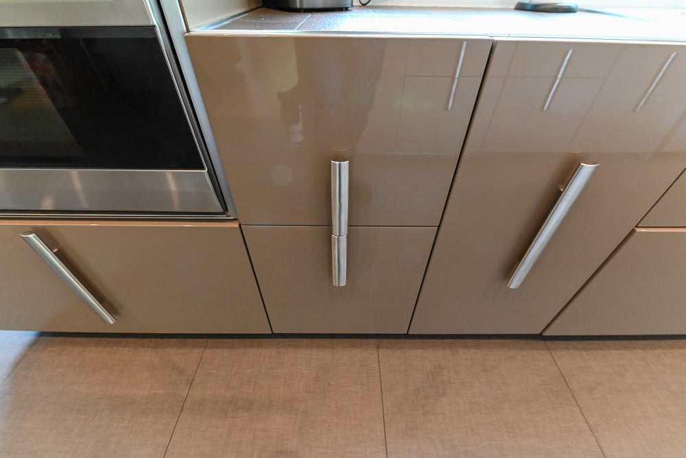 Rossana Modern Glossy Mexican Sand Kitchen with Island & Appliances