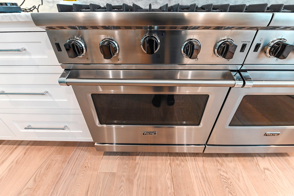 "The Banbury" Transitional White Kitchen with White Oak Island & Appliances