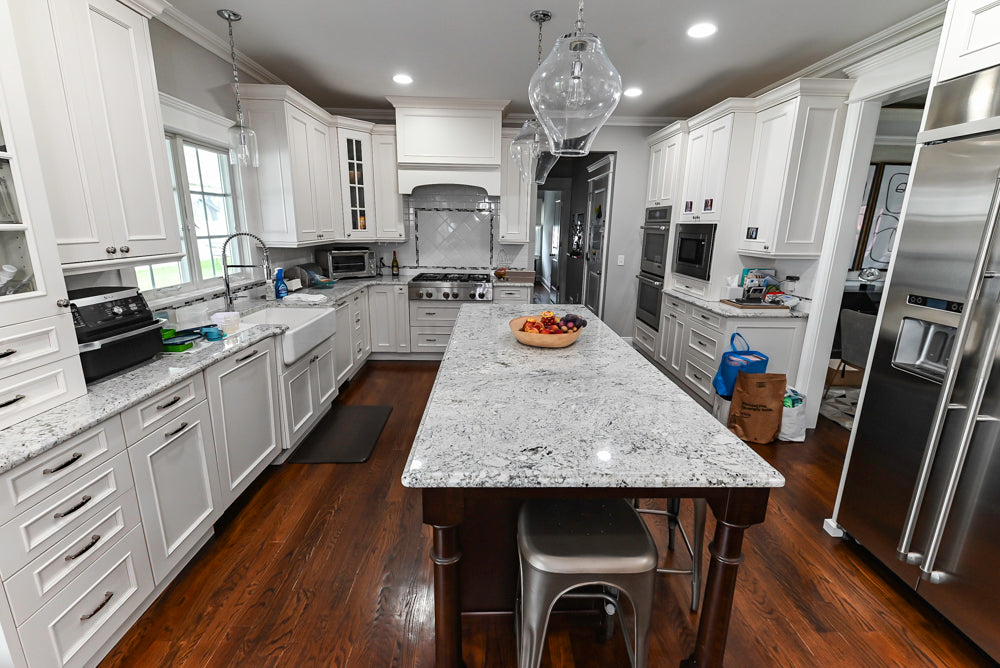 St. Martin Traditional Off-White Kitchen with Island & JennAir Appliances