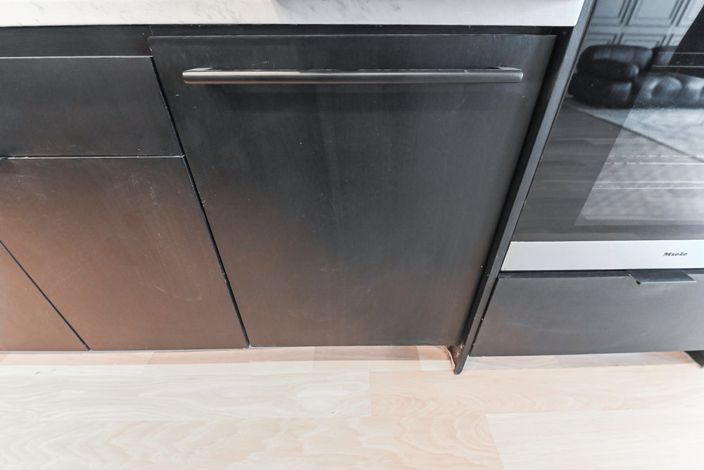 “The Soho” Modern Black & White Kitchen with Waterfall Island & Appliances