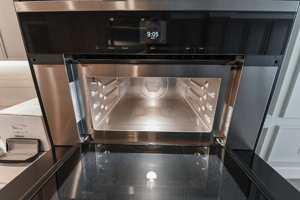 “The Soho” Modern Black & White Kitchen with Waterfall Island & Appliances