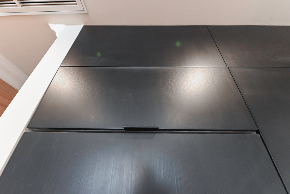 “The Soho” Modern Black & White Kitchen with Waterfall Island & Appliances