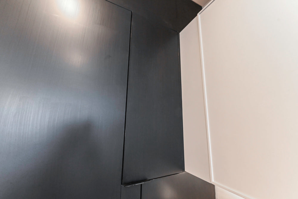 “The Soho” Modern Black & White Kitchen with Waterfall Island & Appliances