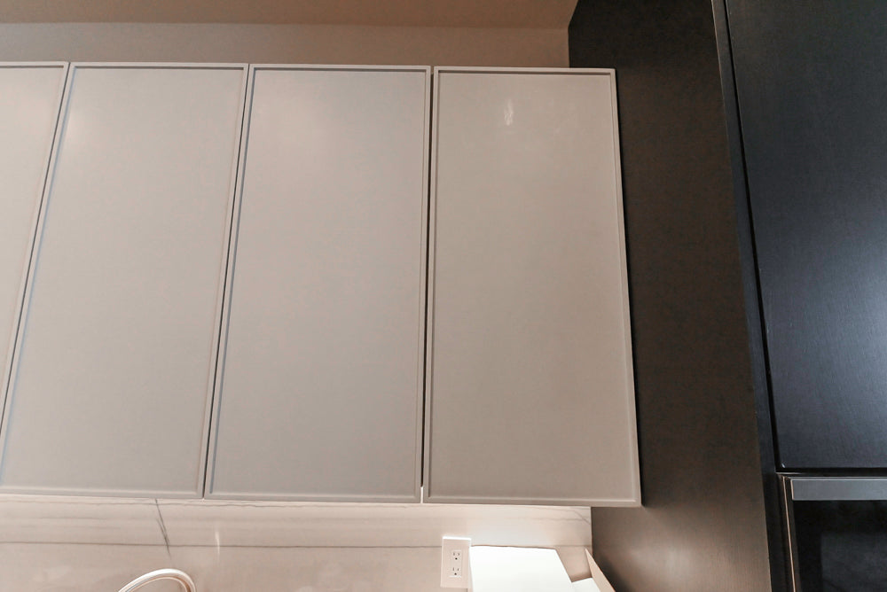 “The Soho” Modern Black & White Kitchen with Waterfall Island & Appliances
