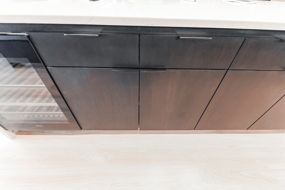 “The Soho” Modern Black & White Kitchen with Waterfall Island & Appliances