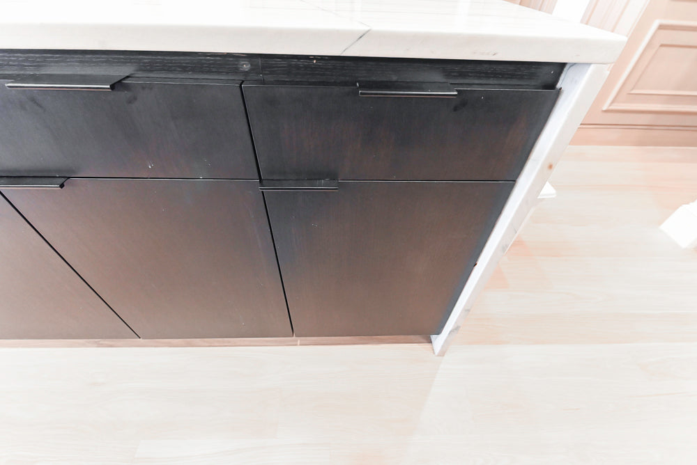 “The Soho” Modern Black & White Kitchen with Waterfall Island & Appliances