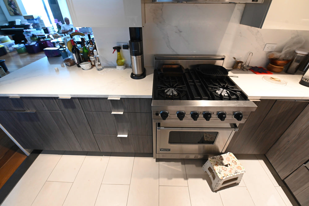 Miralis Modern Grey Two-Textured Kitchen with Viking Range