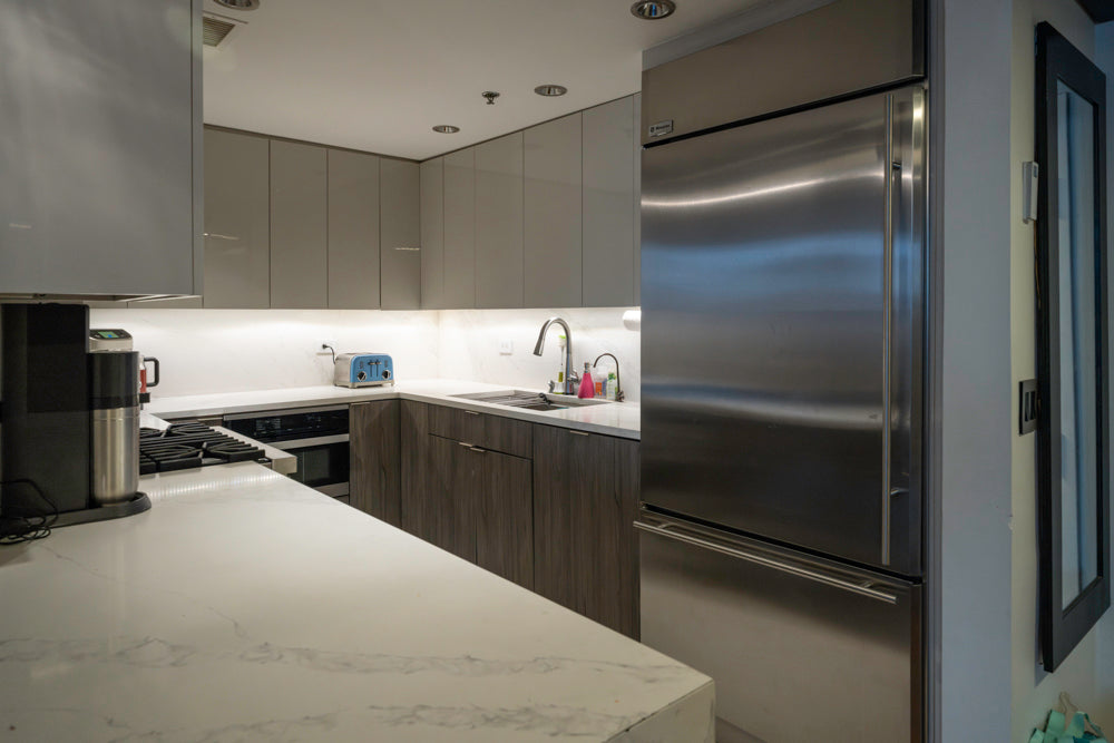 Miralis Modern Grey Two-Textured Kitchen with Viking Range