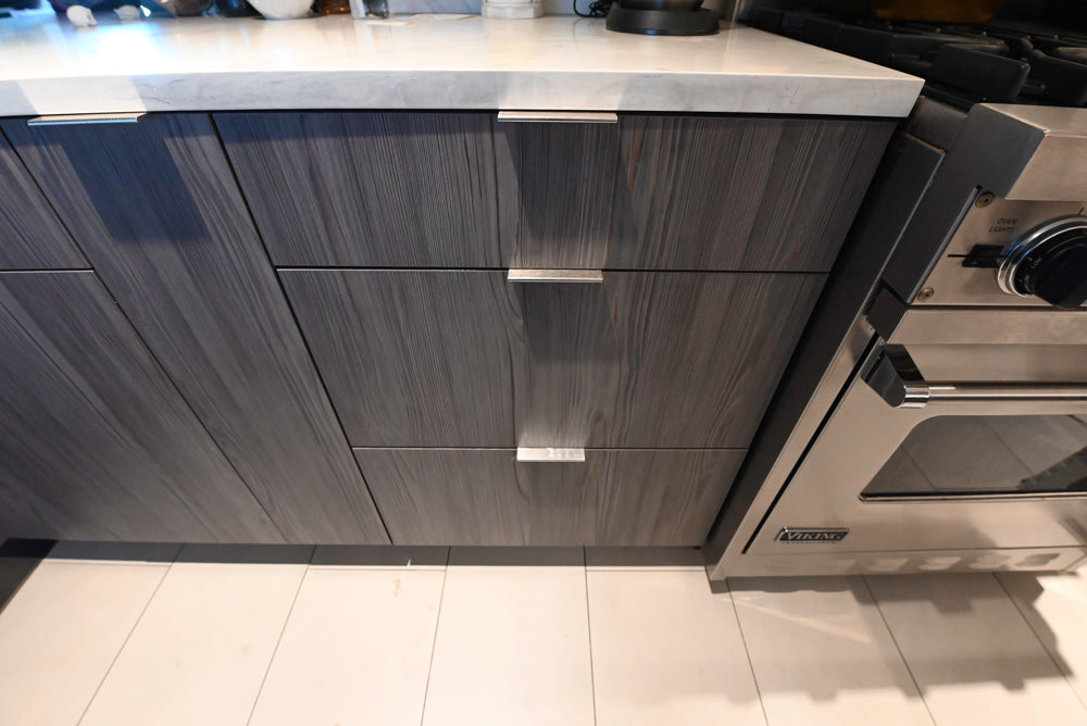Miralis Modern Grey Two-Textured Kitchen with Viking Range