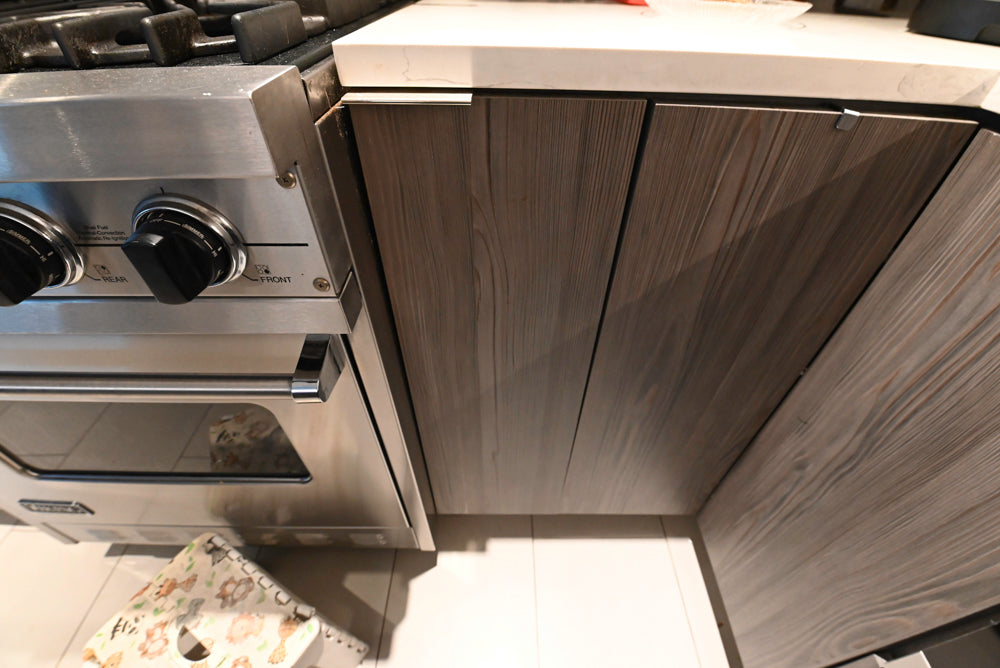 Miralis Modern Grey Two-Textured Kitchen with Viking Range